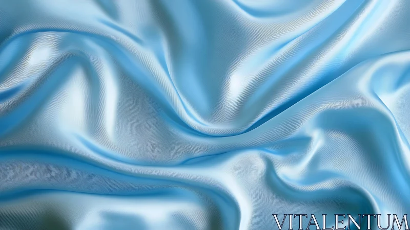 Shimmering light blue satin folds in soft fluid waves.