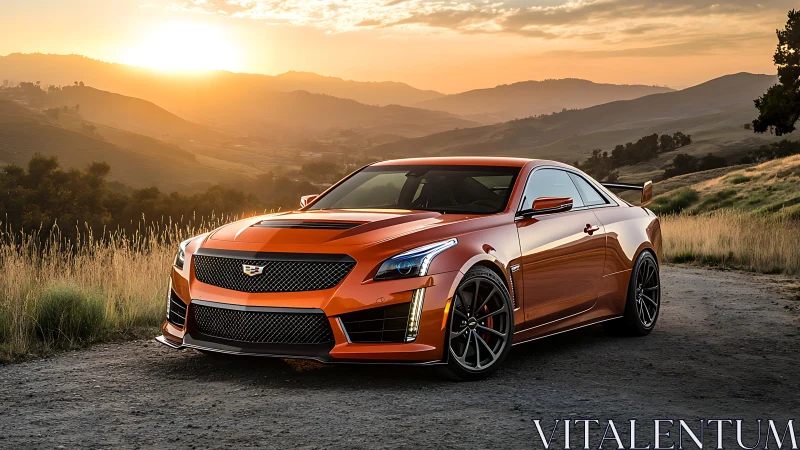 Sunset drive welcomes a bold orange sports coupe to shine