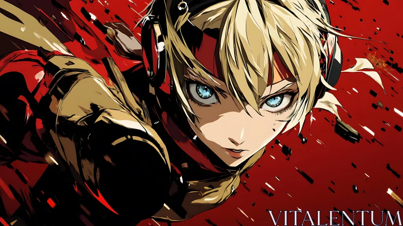 Dynamic anime cyborg heroine in high velocity forward motion