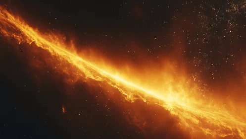 Energy stream crossing dark space with particle dispersion.