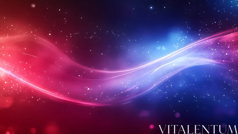 Vibrant abstract wave of light in cosmic digital art style.