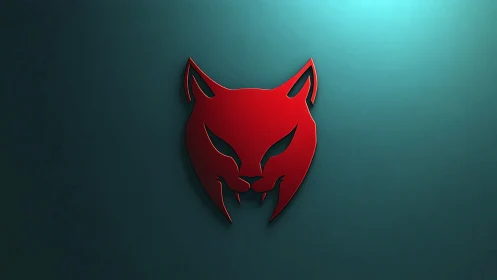 Red feline emblem with sharp minimalist silhouette.