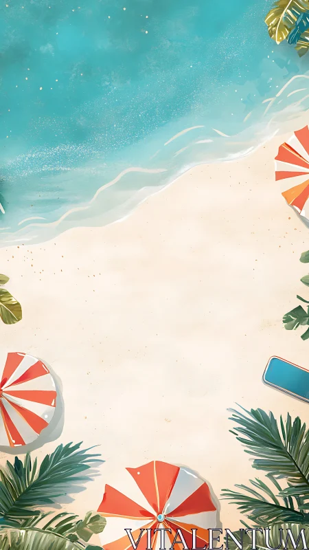 Sandy Paradise Unfolds Where Umbrellas Dance by Turquoise Waters