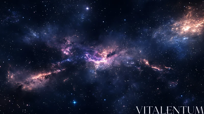 Spectral nebula band with dense starfield in deep space void