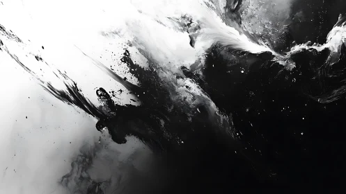 Flowing black and white ink dance with dramatic contrast.
