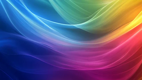 Layered multicolor gradient waves form translucent ribbons