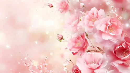 Blurred Pink Flowers with Bokeh Atmospheric Effect
