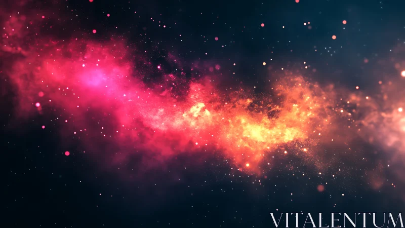 Radiant cosmic nebula glows across a deep starfield sky.