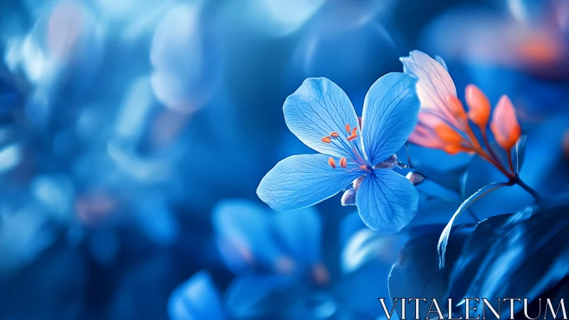 Blue Petals Dance in Dreamy Light.