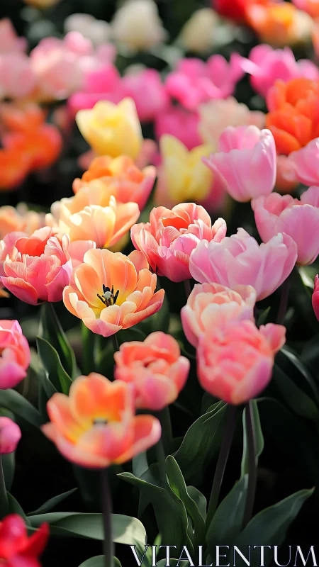 Polychromatic Tulip Garden: Depth-Focused Floral Composition.