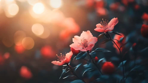 Cherry Blossoms in Golden Hour Glow.