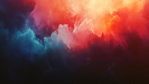 Bicolor luminous cloud formation in abstract digital field.