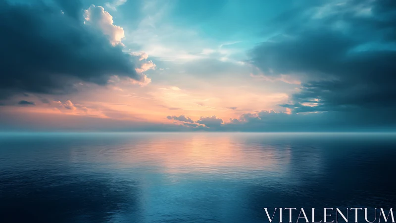 Dawn horizon melts sky and sea into mirrored pastel silence.