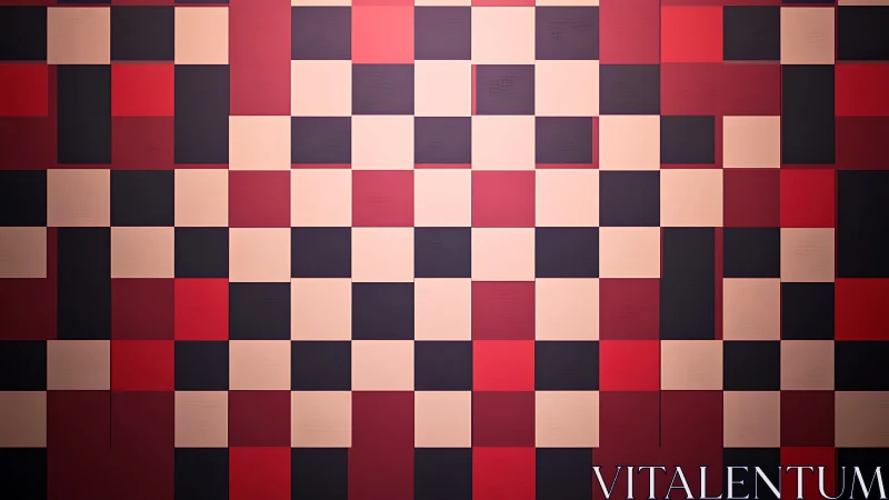 Warm red checkerboard wall pulsing with playful rhythm.