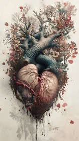 Heart-shaped anatomical trunk merges into branching tree crown