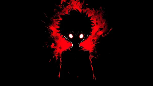 Crimson-eyed shadow kid ignites a storm of inky darkness.