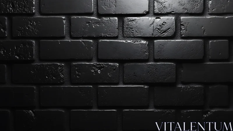 Dark monochrome brick wall with glossy textured surface.