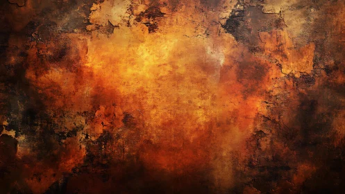 Rustic textured abstract painting in warm earth tones and golds.