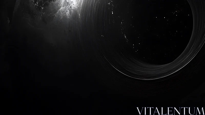 Silent gravity halo circling a star-pierced cosmic void.