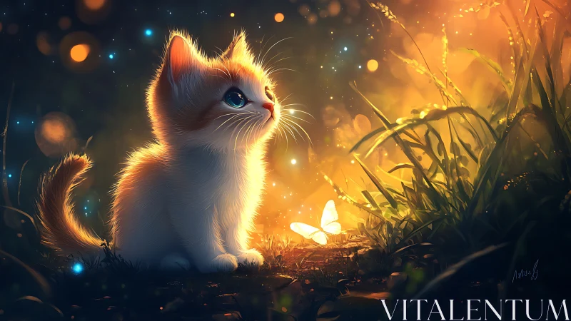 Luminous Kitten in Magical Forest Glow.