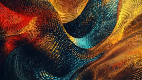 Parametric wavefields of colored point clouds form flowing surfaces