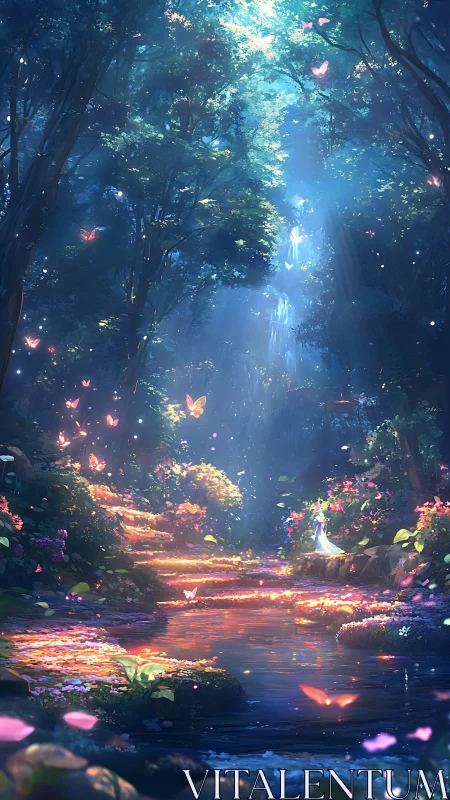 Luminous fairy grove where butterflies script rivers of light.