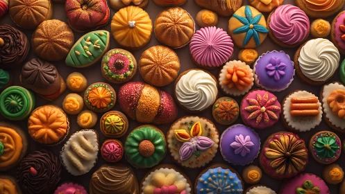 Vibrant 3D Pastry Collection in Warm Earth Tones