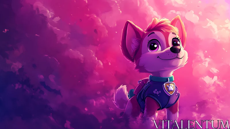 Sky-bright puppy hero wandering a candy nebula sky.