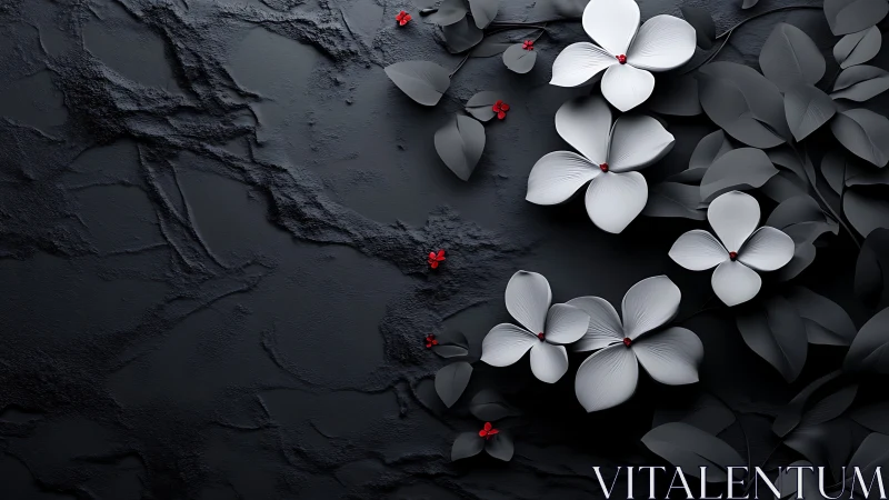 White Flowers Against Dark Textured Background