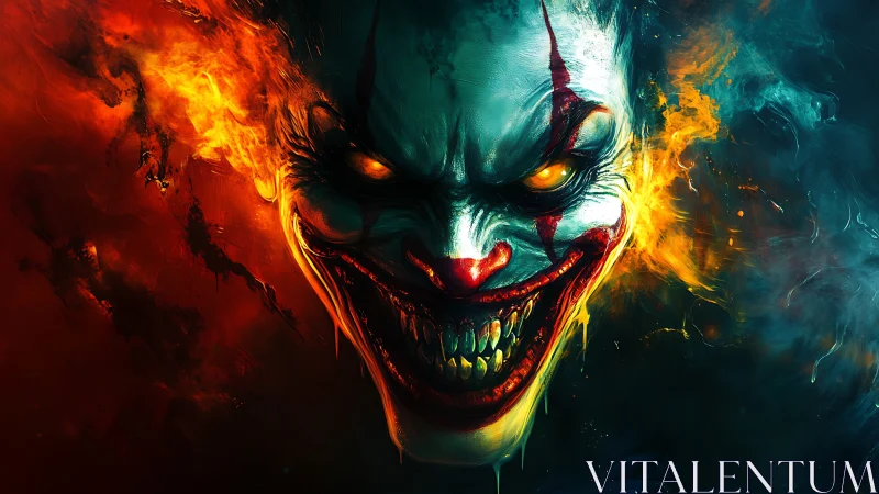 Infernal jester erupts from fire and shadow with feral joy