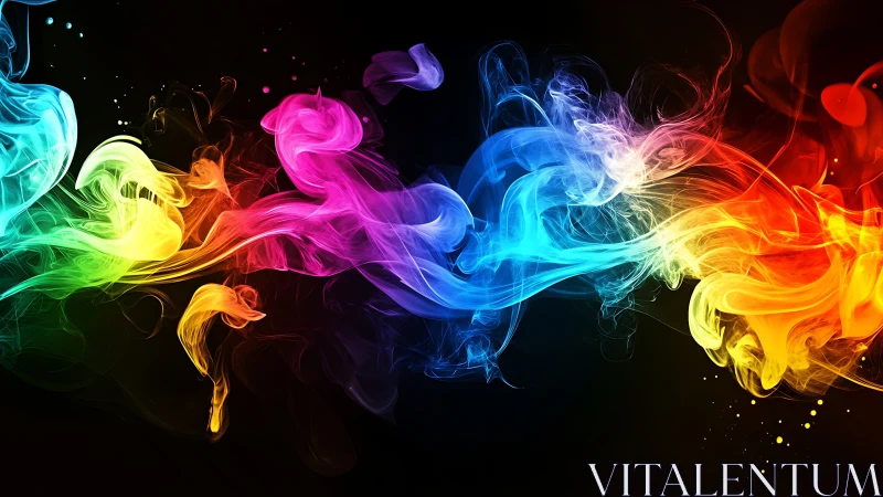 Prismatic smoke waves swirling across deep black void.