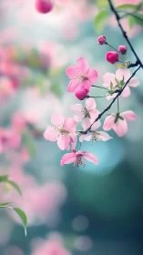 Whispered Bloom: Pink Cherry Blossoms Dancing in Soft Focus Light.