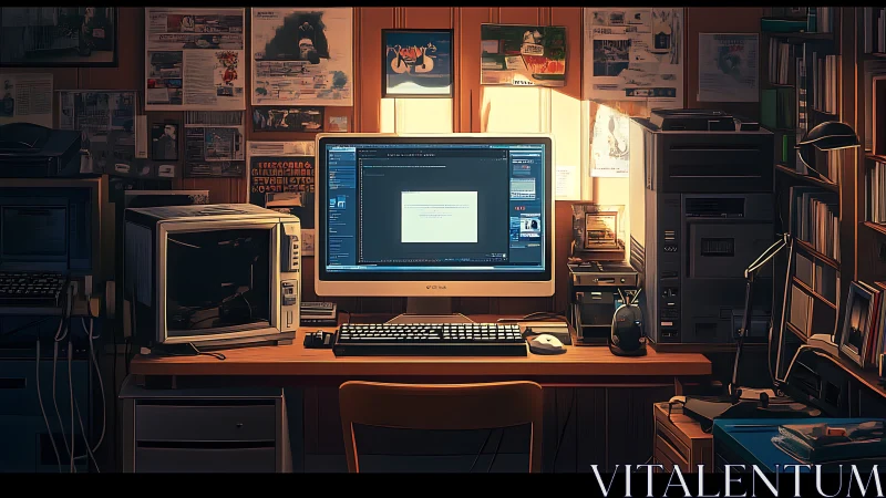 Sunlit hacker desk crammed with retro tech and quiet secrets.