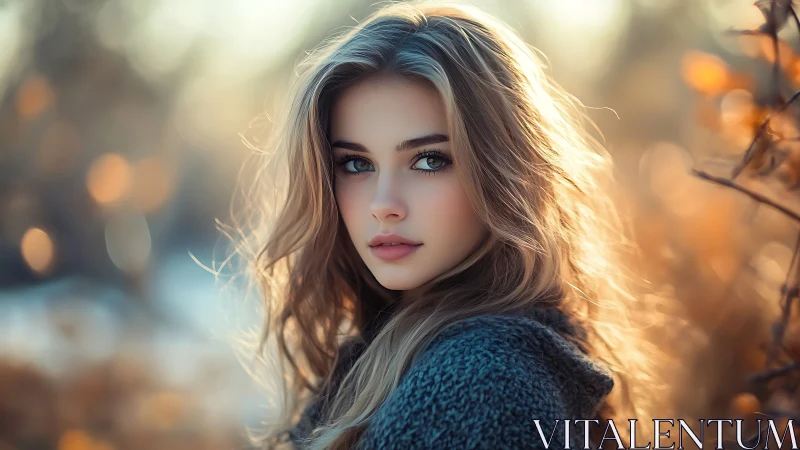 Backlit autumn portrait uses shallow depth and warm bokeh rendering