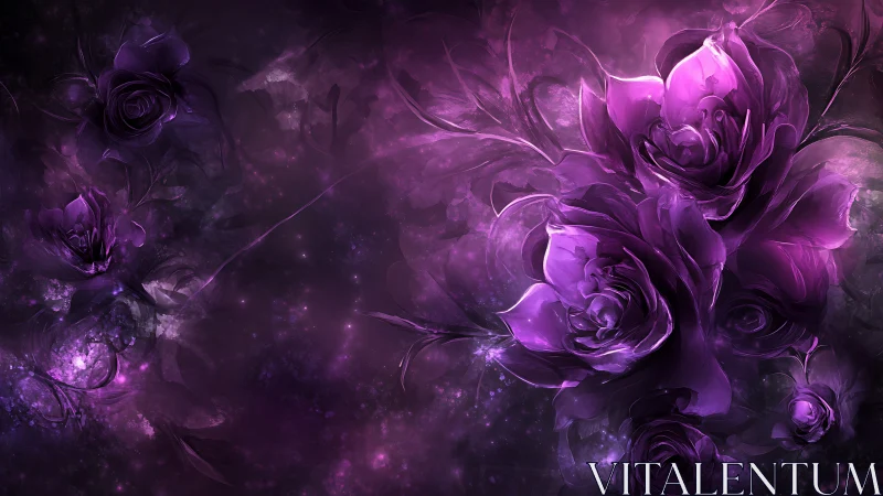 Neon Roses: Digital Floral Abstraction in Purple Glow.