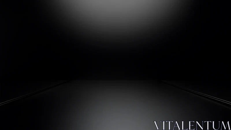 Minimal black background with reflective floor plane.
