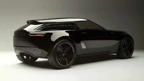 Futuristic black electric shooting brake concept in studio light