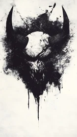 Ink born demon skull erupts in stark dripping shadows.