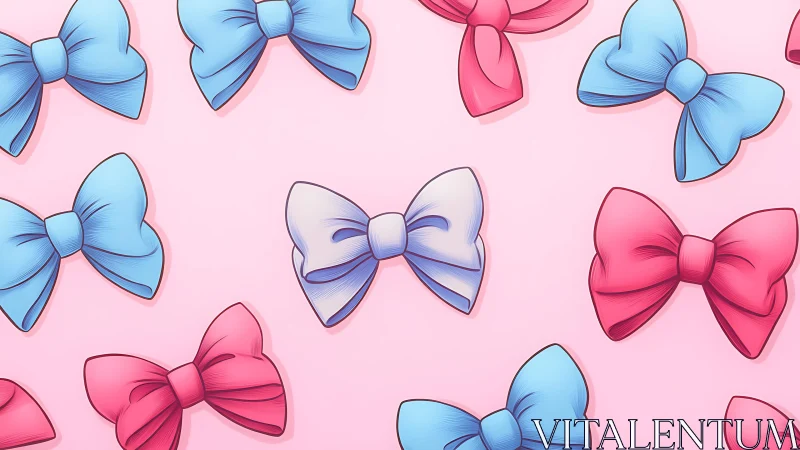 Digital bow pattern with pastel pink ground and soft shading.