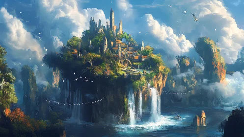 Floating Citadel: Where Stone Dreams Defy Gravity.