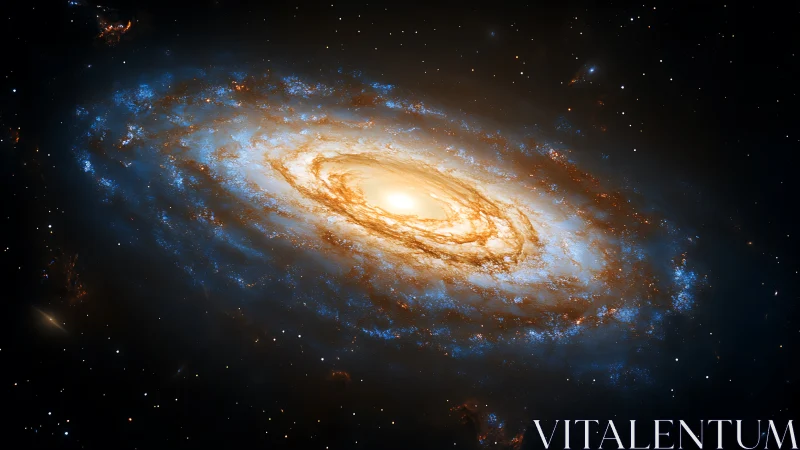 Shimmering spiral galaxy glowing with gentle golden light.