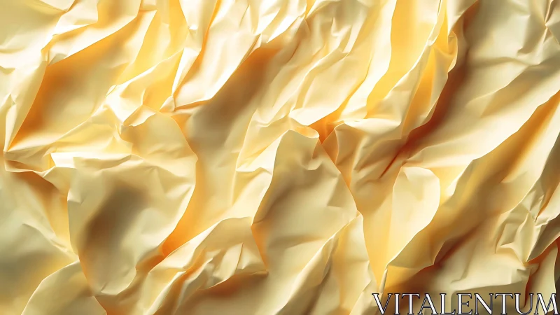 Crumpled parchment surface in soft golden light abstraction.