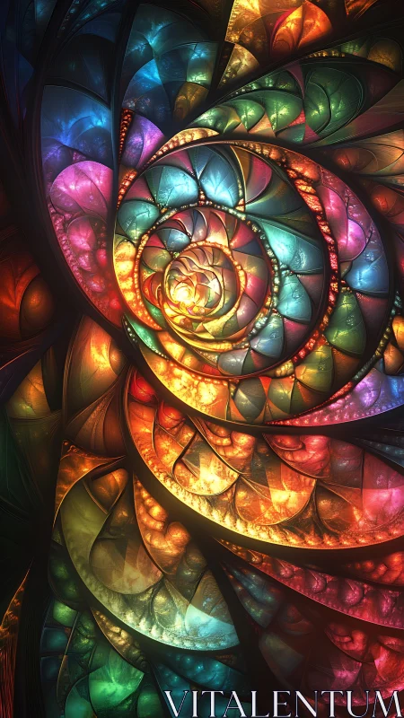 Radiant fractal spiral unfolds in luminous prismatic waves.