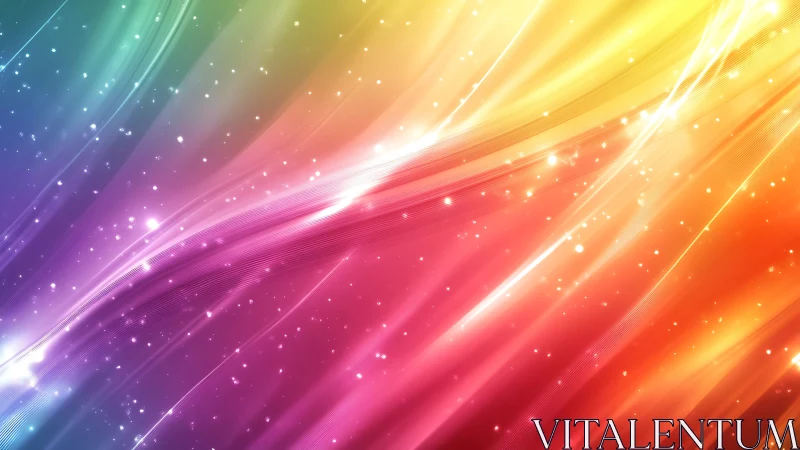 Chromatic light streaks with spectral gradient and particle glow