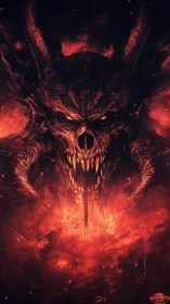 Infernal demonic skull apparition in eruptive chromatic plasma.