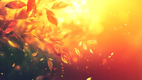 Volumetric autumn foliage under radiant bokeh illumination.
