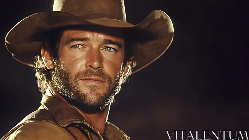 Western cowboy portrait in warm directional studio light.