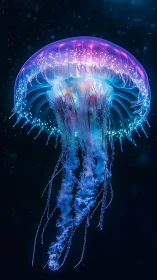 Bioluminescent jellyfish rendered with spectral gradient lighting.