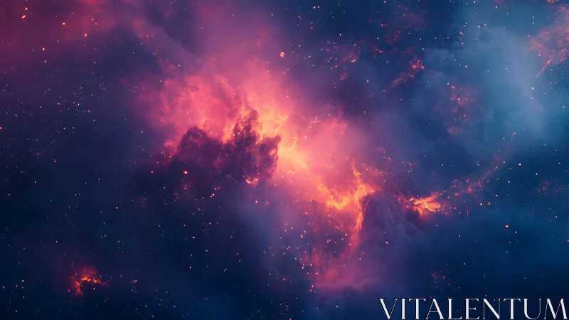 Stellar nebula in vibrant magenta plasma clouds.