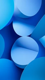 Layered blue cylinders forming abstract minimal background.